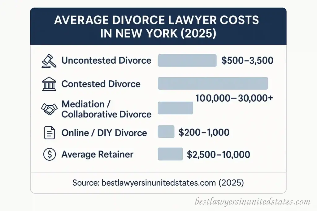 Average Divorce Lawyer Costs in New York (2025)