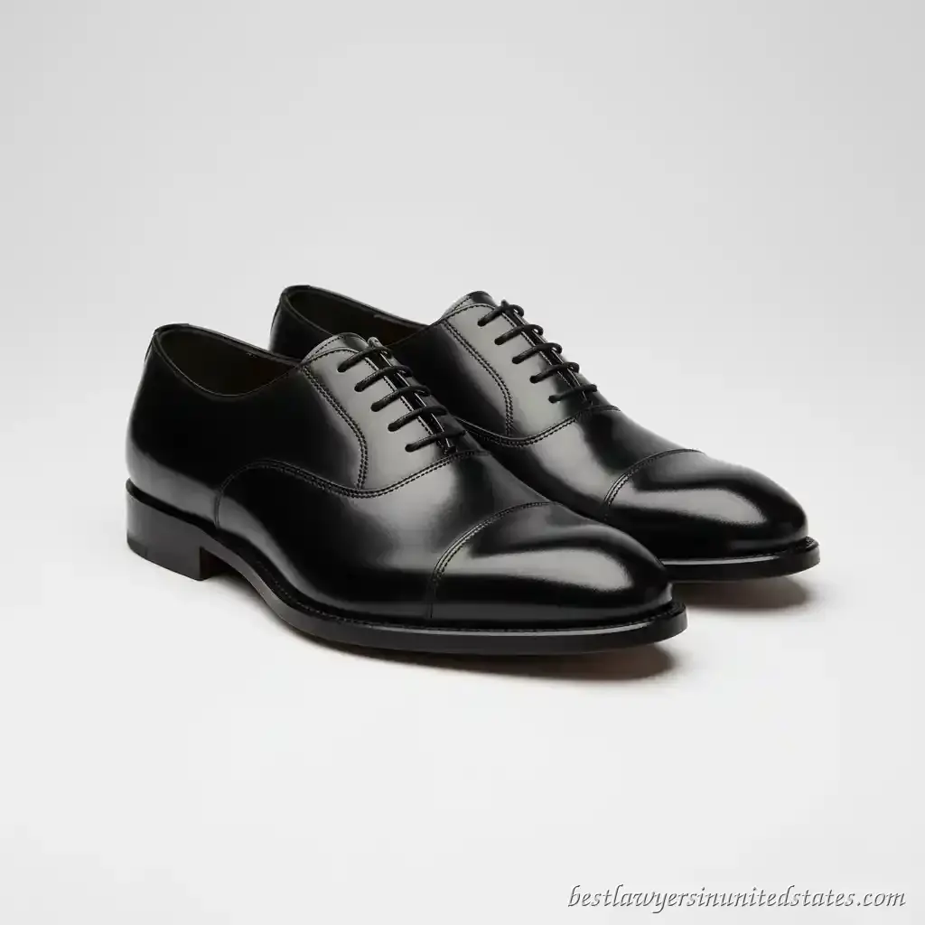 Black Oxford cap-toe shoes for lawyers - professional footwear