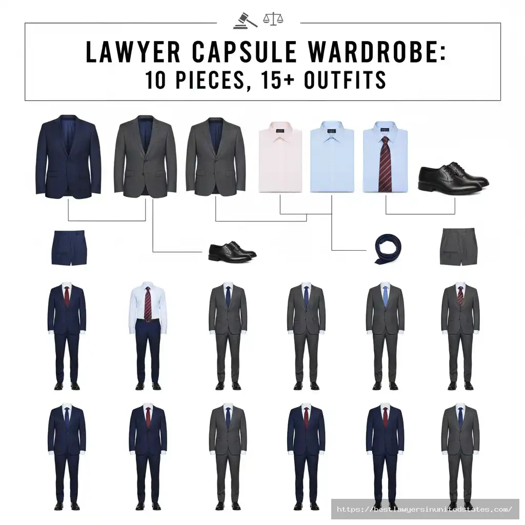 Mix and match lawyer wardrobe guide - creating multiple professional outfits from basic pieces