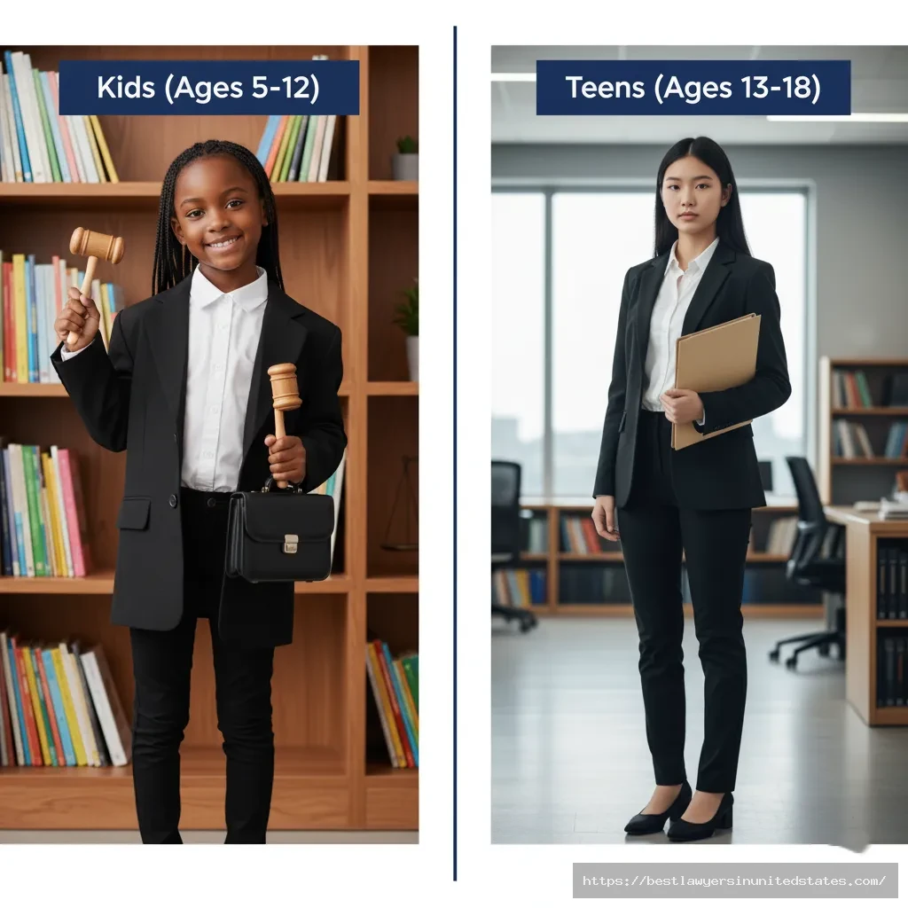 Career day lawyer costume ideas for kids and teenagers showing age-appropriate professional attire