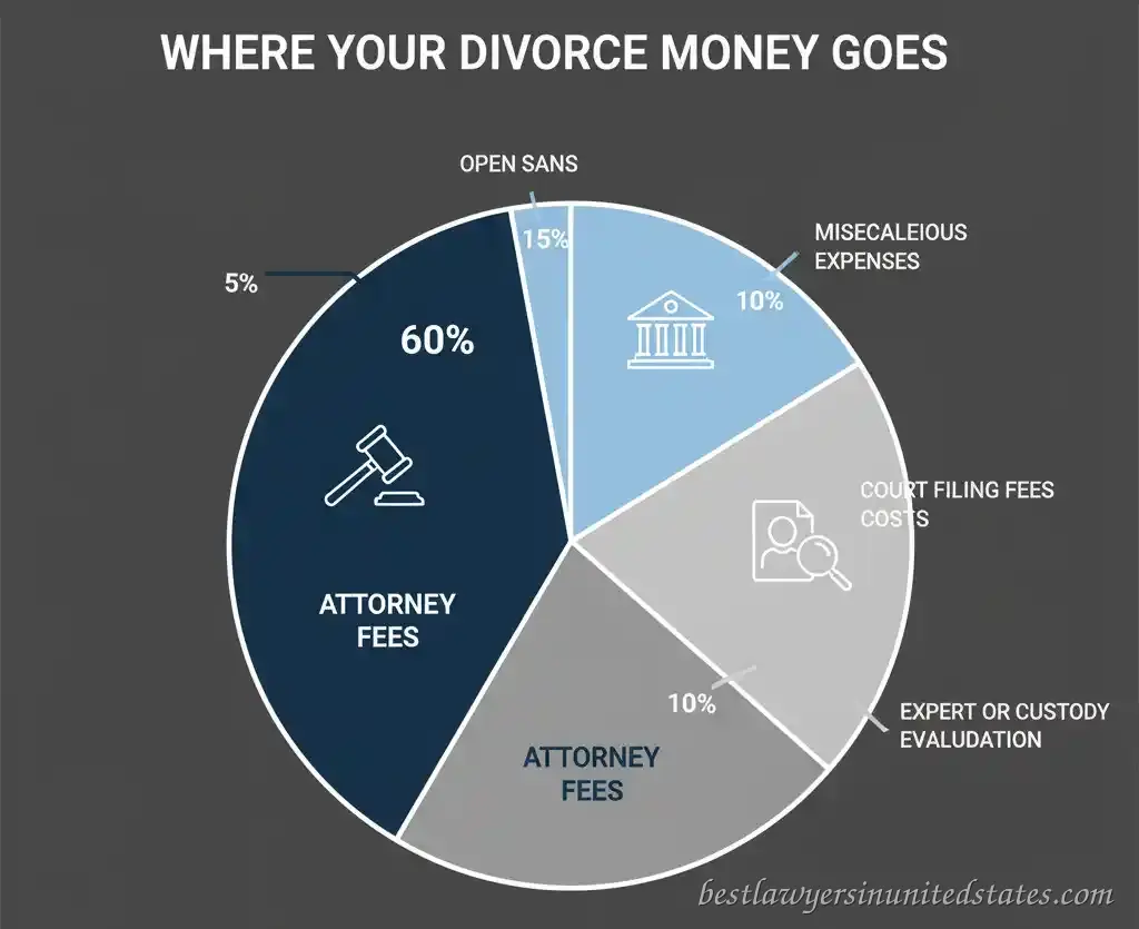 Pie chart showing divorce cost breakdown in New York.