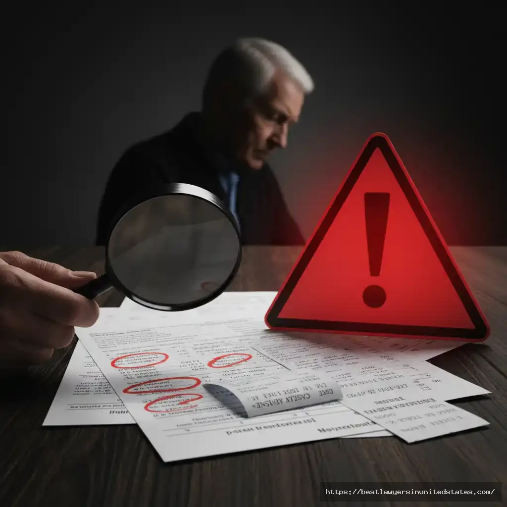 Warning signs of Power of Attorney abuse showing suspicious financial transactions and unauthorized account access
