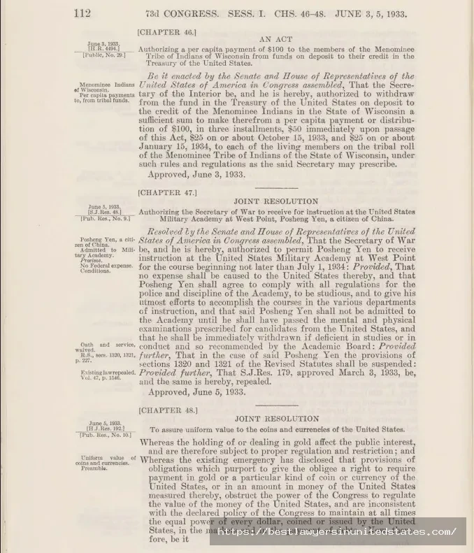 HJR 192 Public Law 73-10 Document