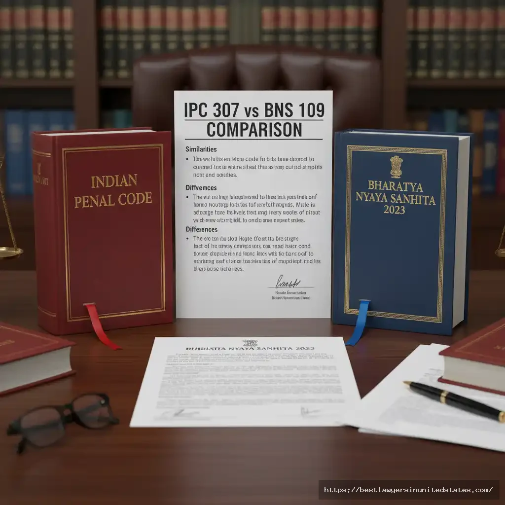 Comparison of Indian Penal Code Section 307 and Bharatiya Nyaya Sanhita Section 109 showing legal transition