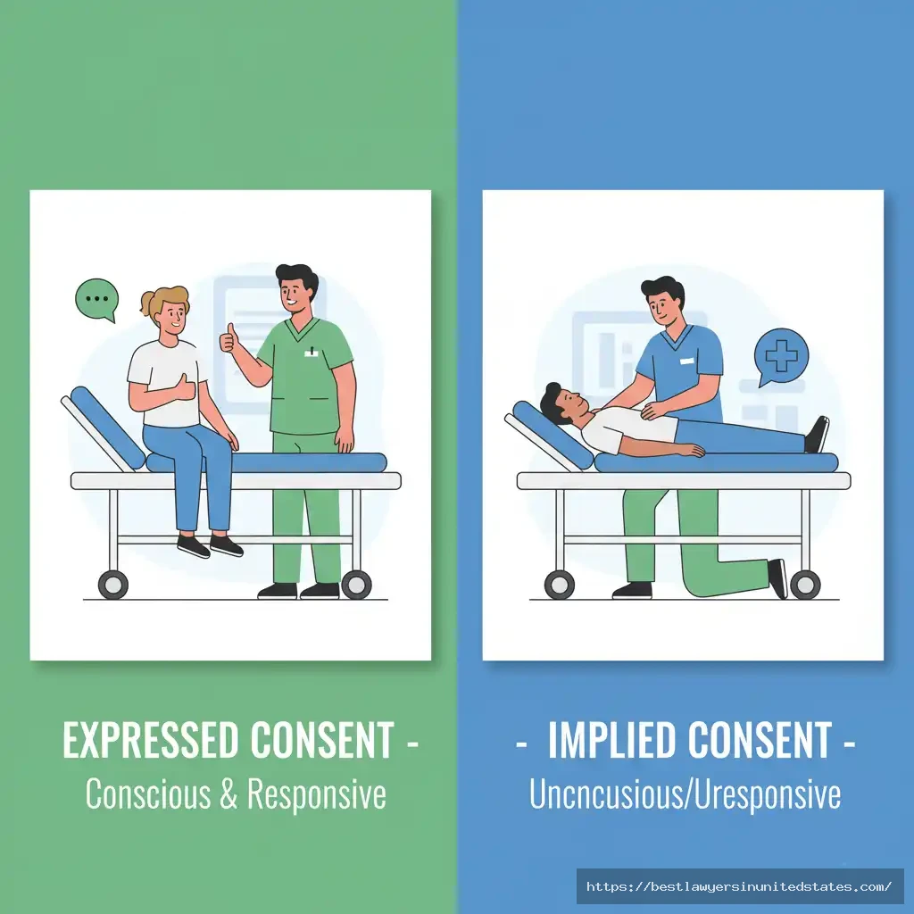 Comparison of expressed consent from conscious victim versus implied consent for unconscious victim
