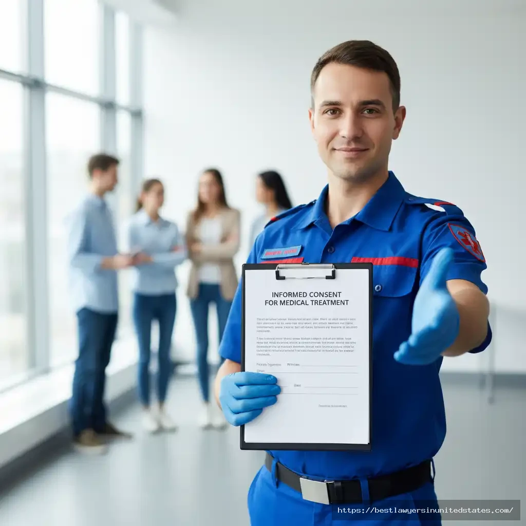 Emergency responder obtaining consent before providing medical care to victim