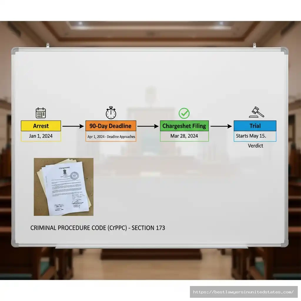 IPC Section 307 chargesheet filing timeline showing 90-day deadline and criminal procedure stages