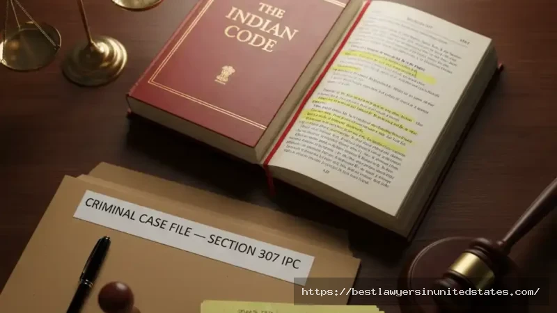 Indian Penal Code Section 307 open to attempt to murder definition with legal documents and justice symbols