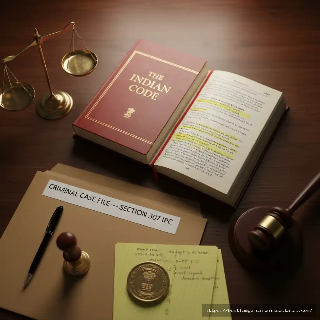 Indian Penal Code Section 307 open to attempt to murder definition with legal documents and justice symbols
