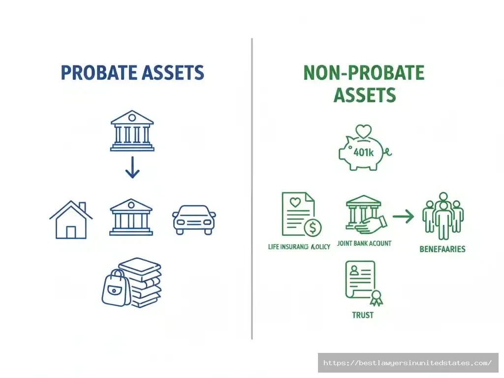 Visual guide showing difference between probate and non-probate assets in estate planning