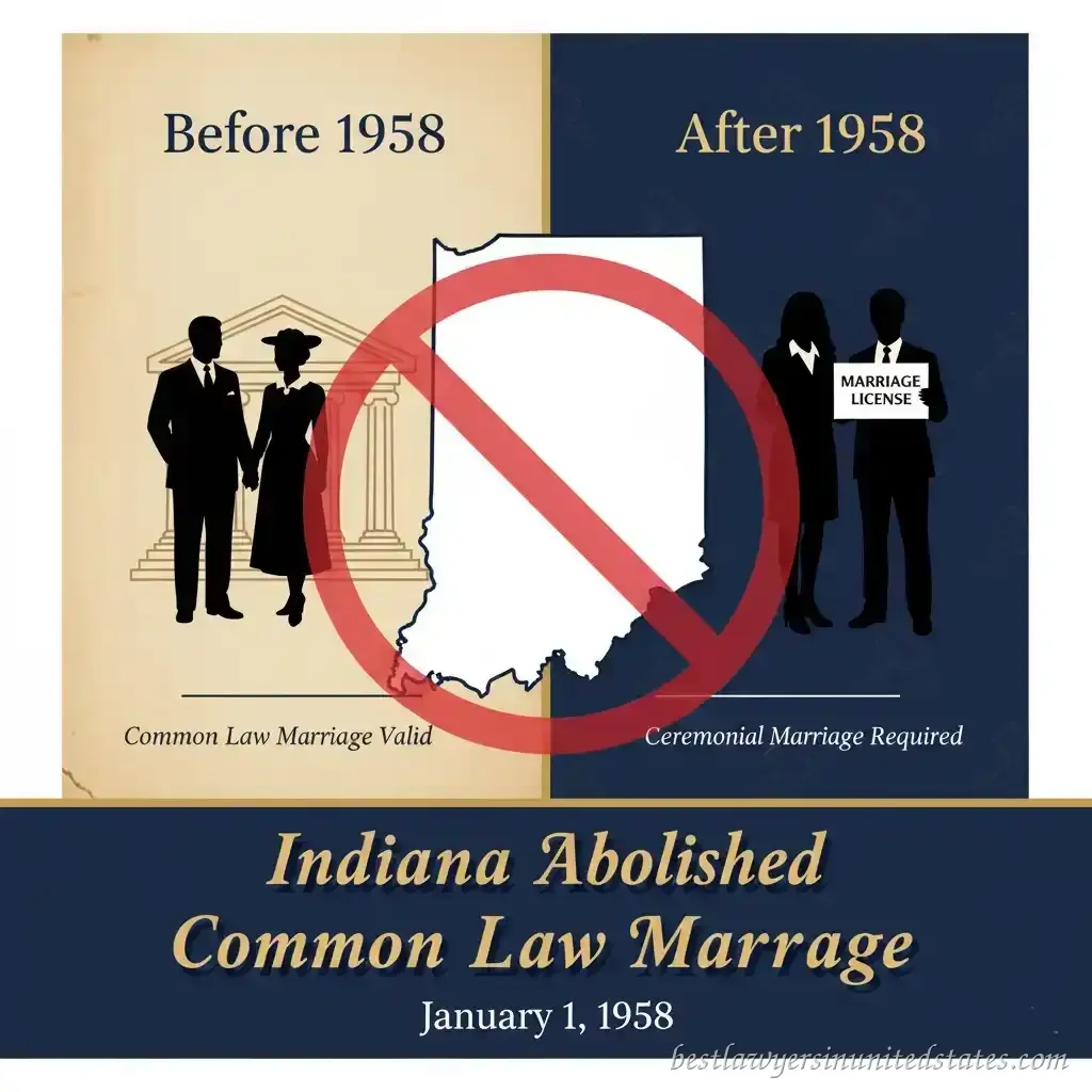 Indiana common law marriage abolished 1958 - legal status infographic