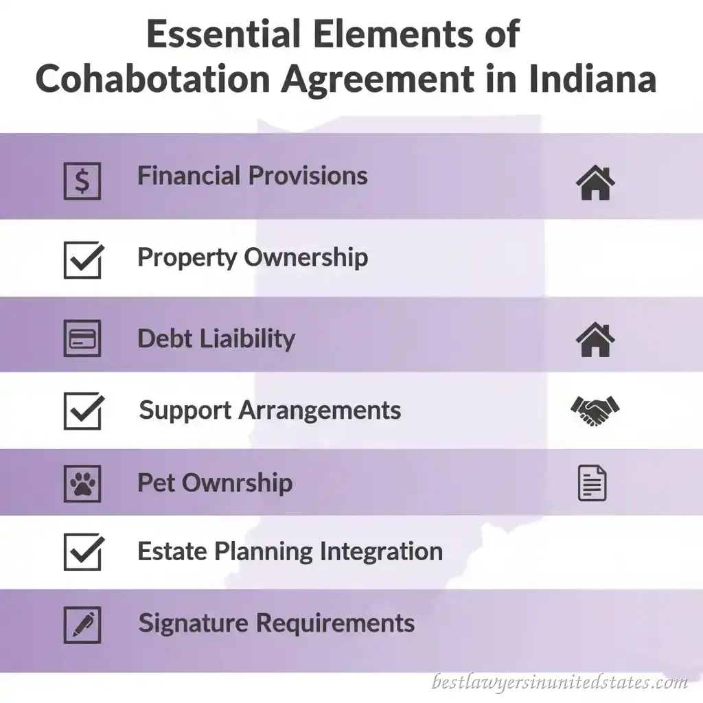 Cohabitation agreement checklist for unmarried couples in Indiana