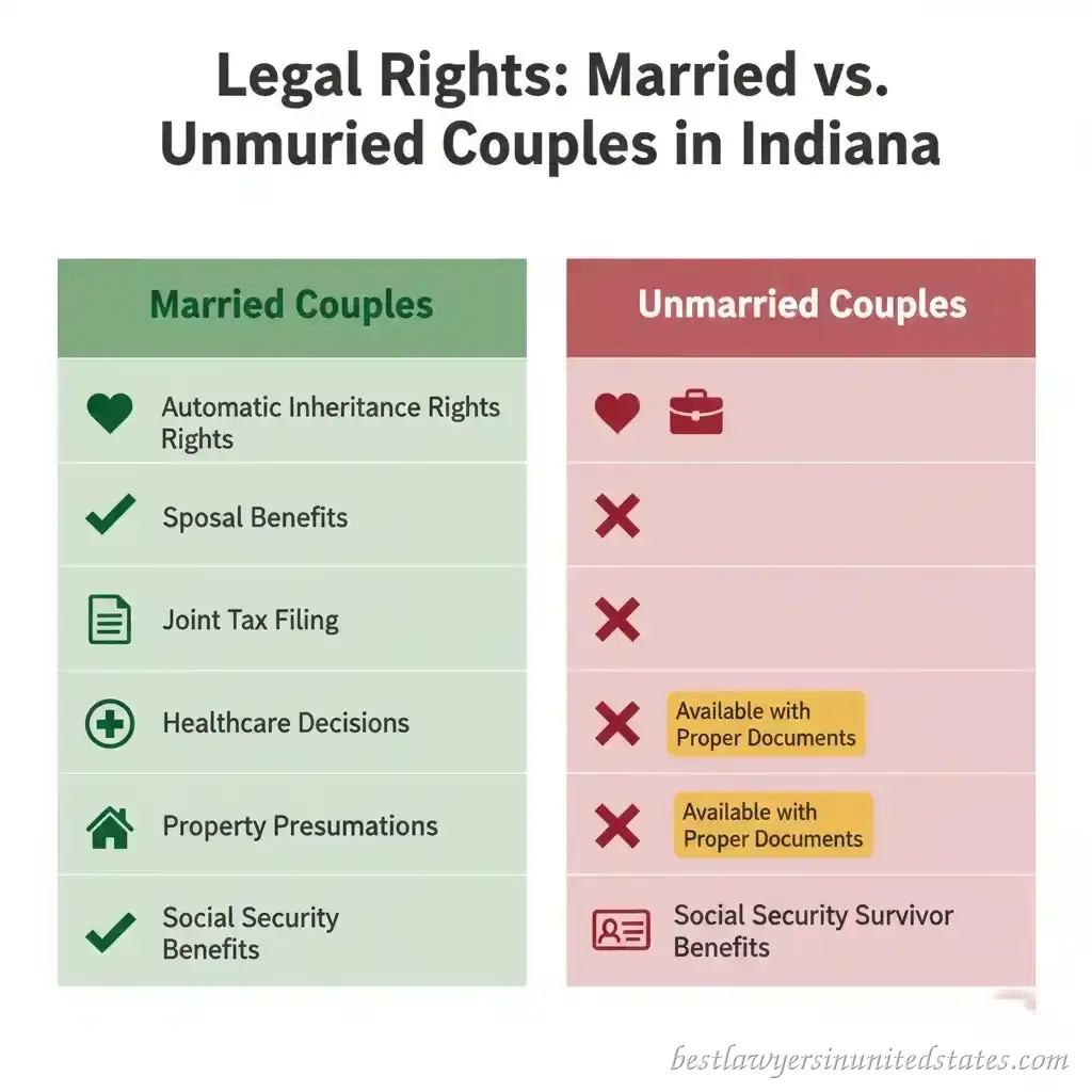 Legal rights comparison married versus unmarried couples Indiana