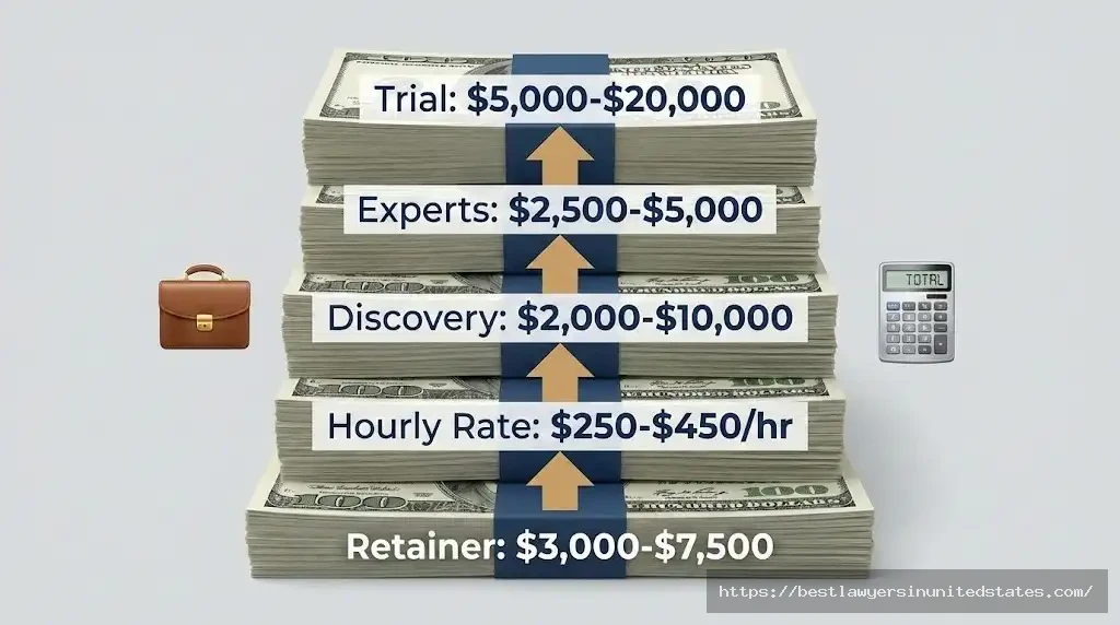 Arizona divorce attorney fees breakdown showing retainer costs, hourly rates, and additional expenses stacking up to total costs