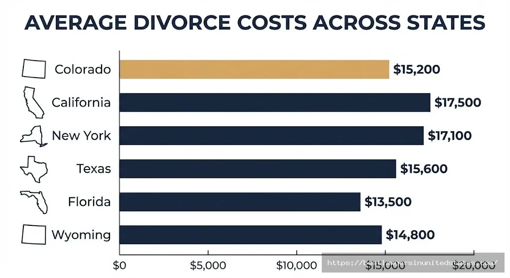 Average divorce cost comparison between Colorado and neighboring states in 2026