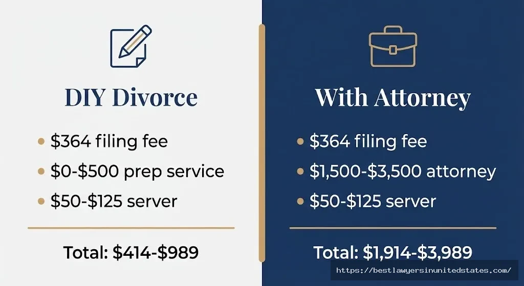 Cost comparison between DIY Nevada divorce and hiring an attorney for uncontested cases