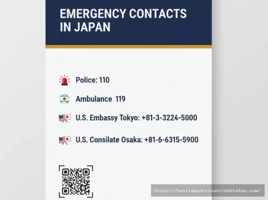 Emergency contact numbers for Americans in Japan including US Embassy Tokyo phone