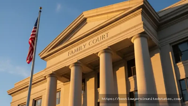 Family court building exterior representing the legal system for contested divorce proceedings