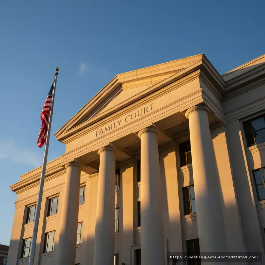 Family court building exterior representing the legal system for contested divorce proceedings