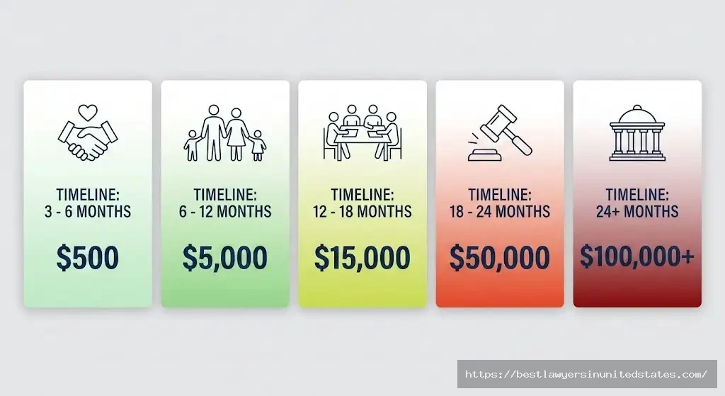Five real Massachusetts divorce cost scenarios ranging from $245 simple DIY to $176,000+ custody trial