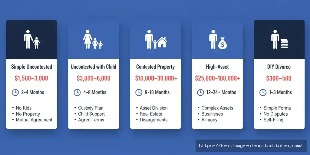 Five real Texas divorce case study examples showing actual costs from $487 DIY divorce to $67,000 high-asset divorce with business valuation