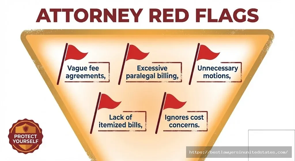 Five red flags indicating divorce lawyer overcharging in Kentucky including vague fees and excessive billing