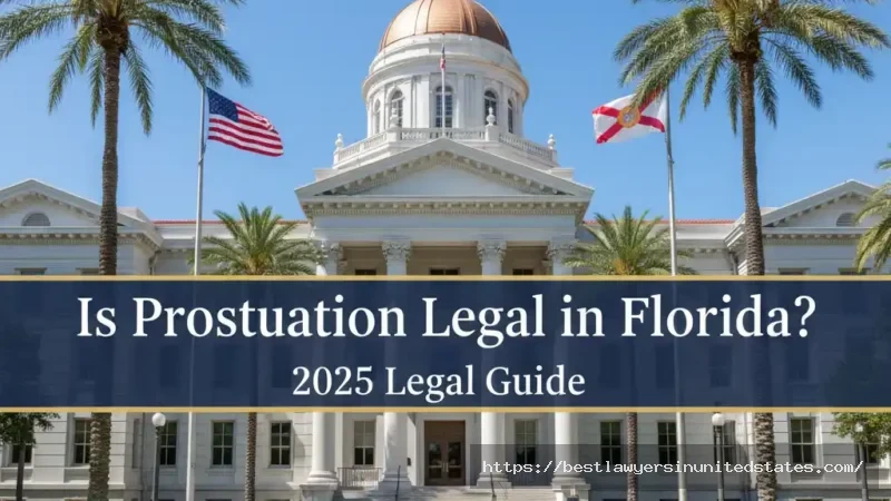 Florida courthouse exterior with flags under clear sky representing Florida’s prostitution laws.