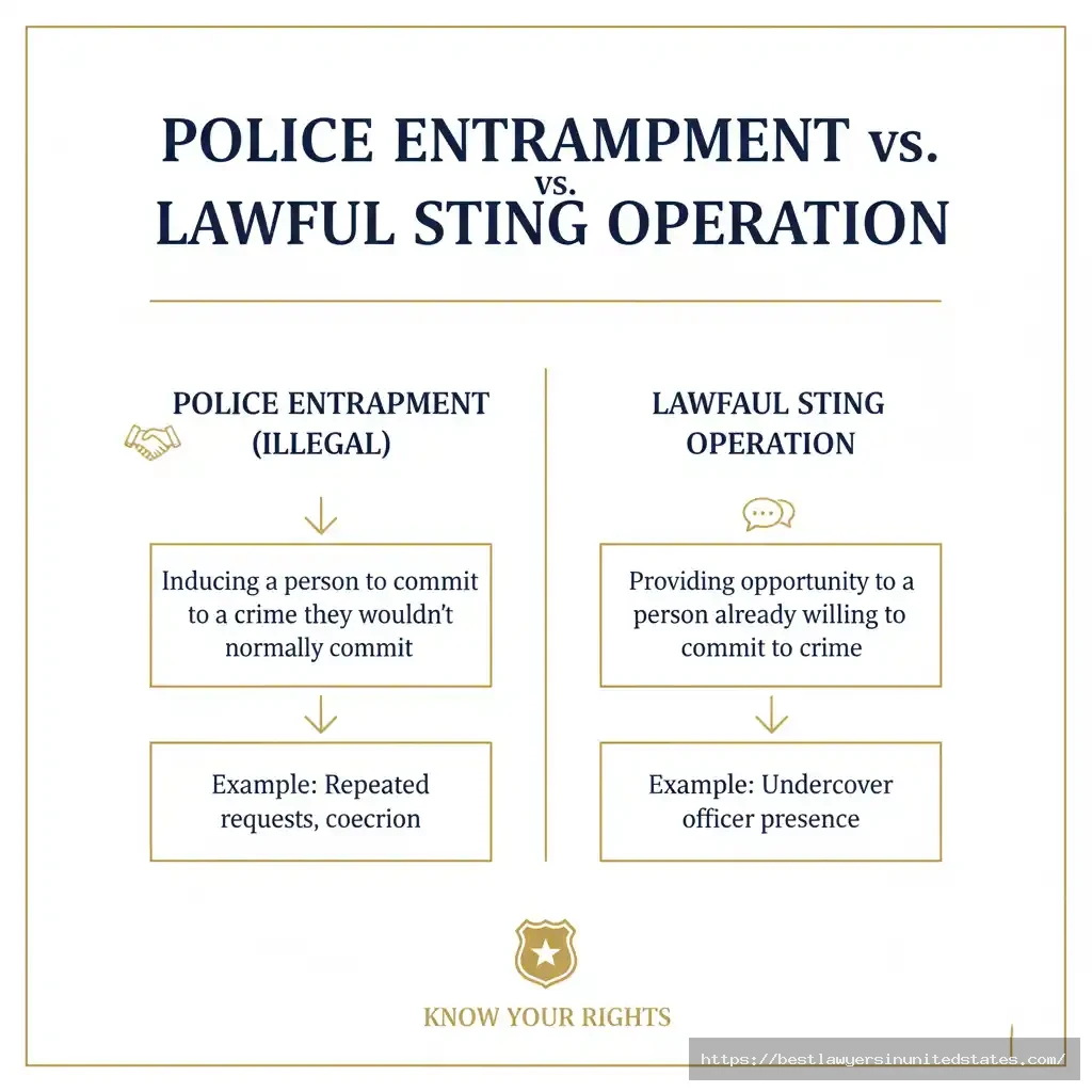 Flowchart explaining difference between police entrapment and legal sting operations in Florida.