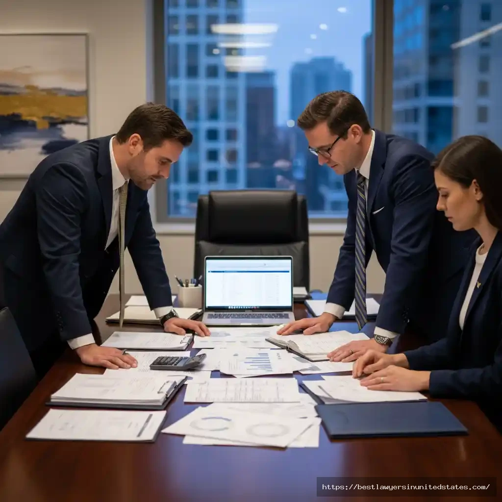 Forensic accountant reviewing financial statements for asset division in divorce