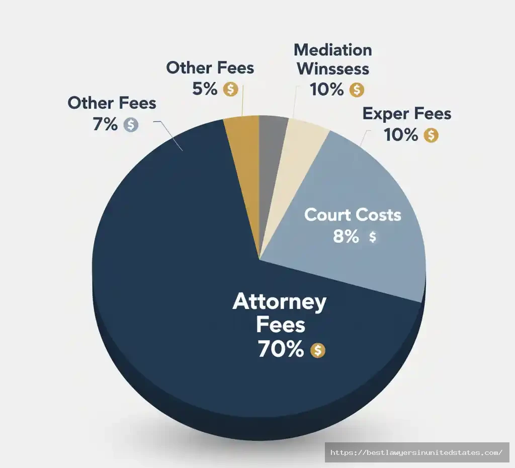 Georgia divorce cost breakdown chart showing attorney fees, court costs, mediation, and expert witness expenses