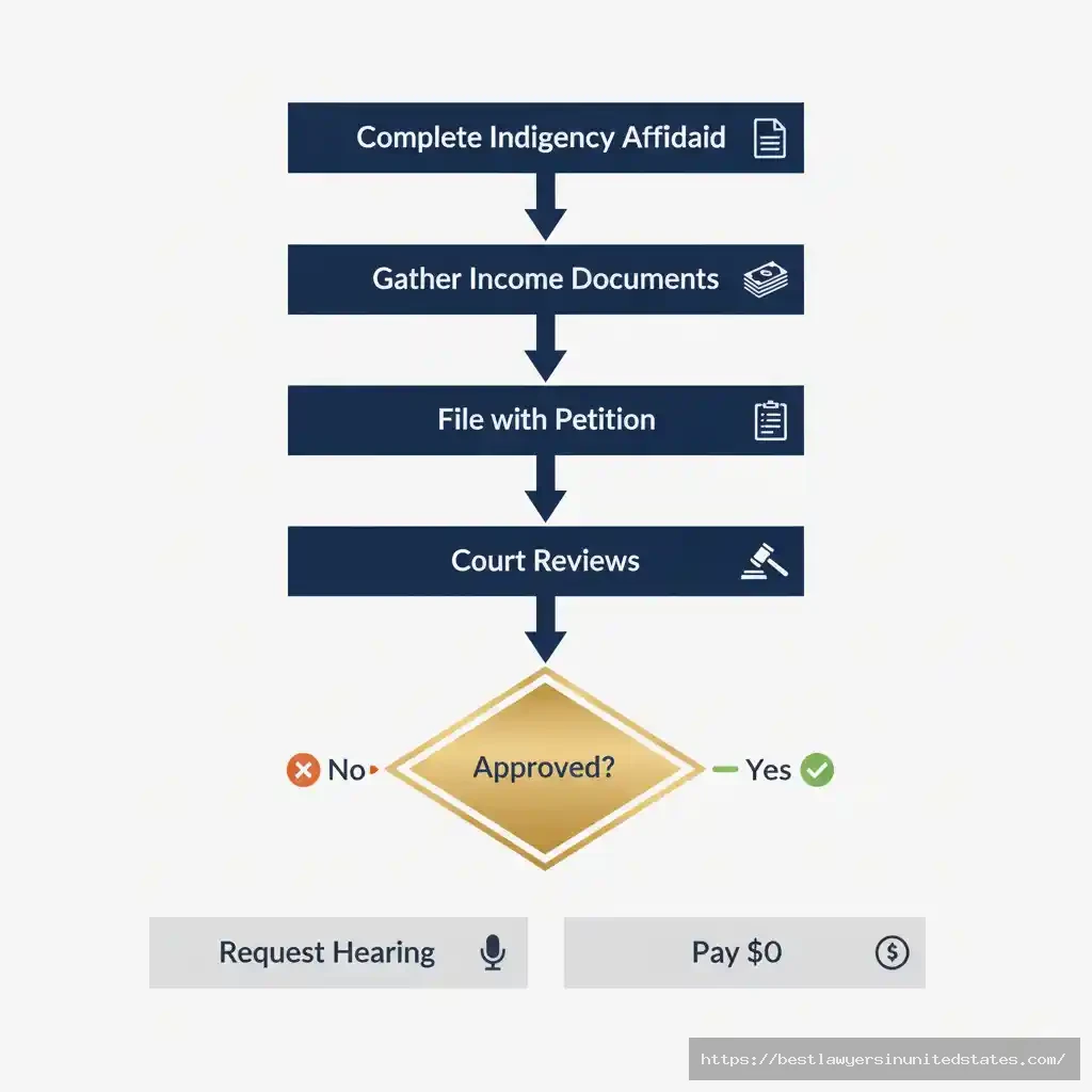 Georgia divorce fee waiver application process flowchart - step-by-step guide to filing indigency affidavit