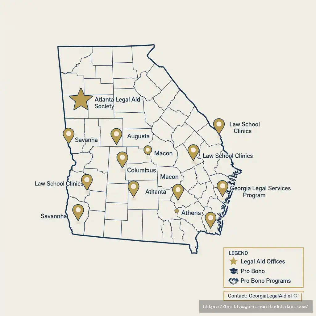 Georgia legal aid offices map 2025 - free divorce help locations in Atlanta, Savannah, Augusta, and statewide services