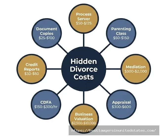 Hidden costs of divorce in South Carolina including process server fees, parenting classes, mediation, and appraisal costs totaling up to $15,000