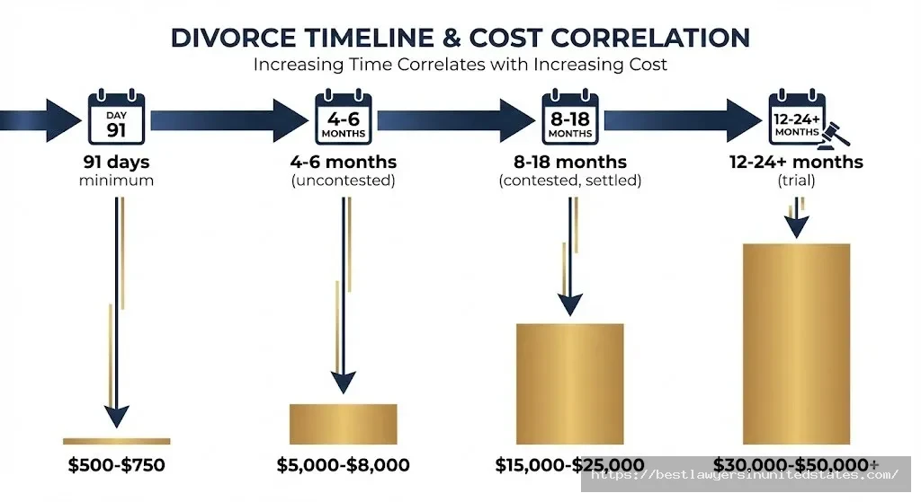 How divorce timeline affects cost in Colorado from 91-day minimum to 24+ month trials