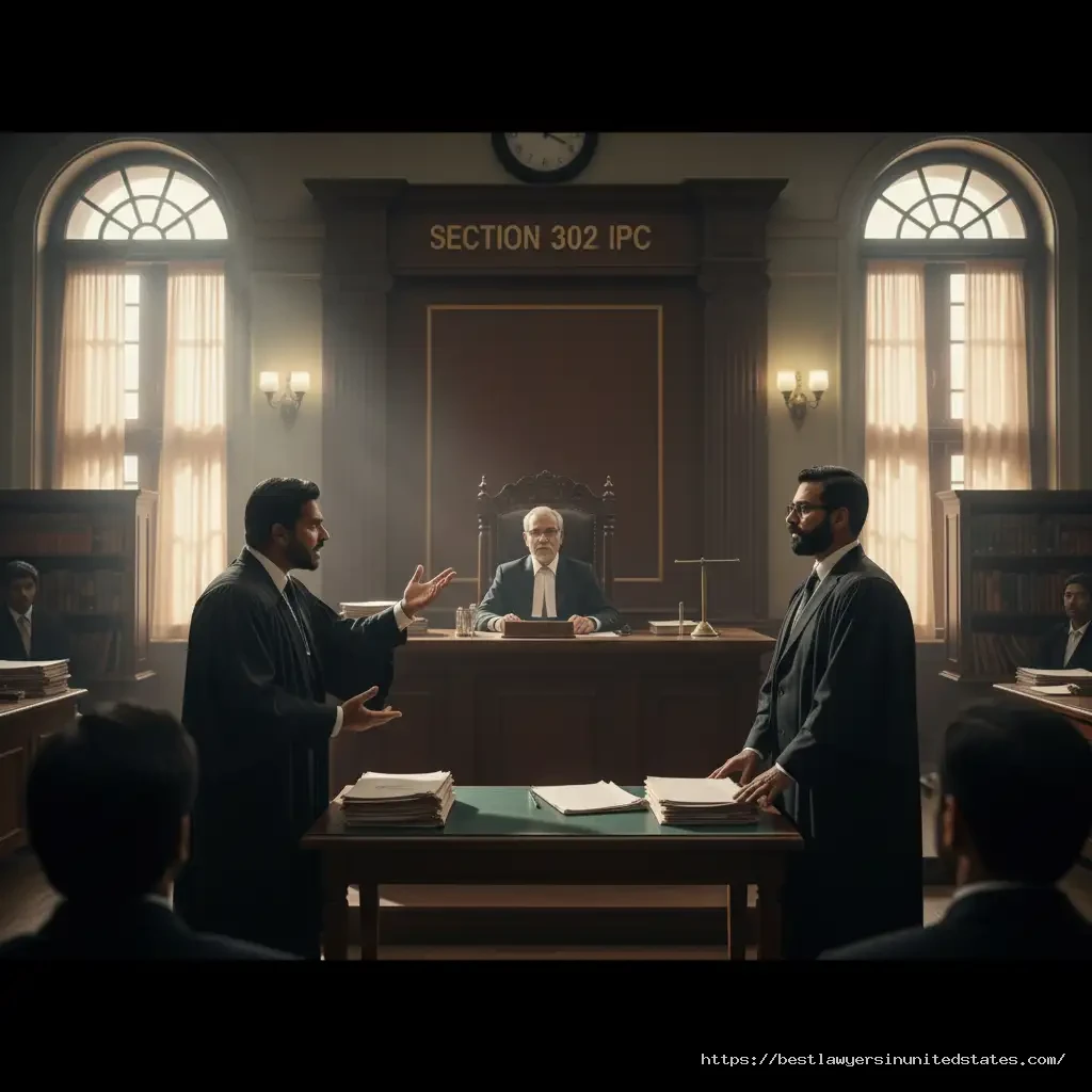 Indian Sessions Court trial scene for a murder case under Section 302 IPC