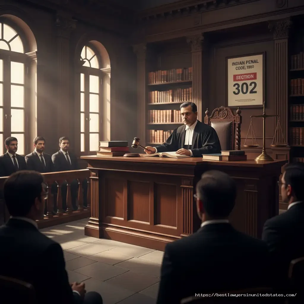 Indian court delivering verdict under Section 302 IPC and 103 BNS on murder punishment.