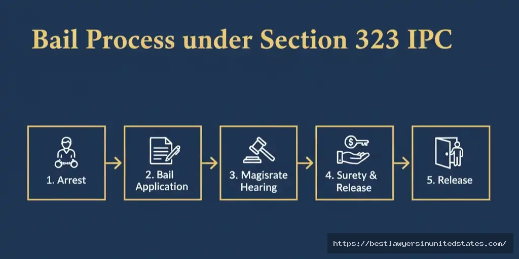 Infographic explaining bail process under Section 323 IPC