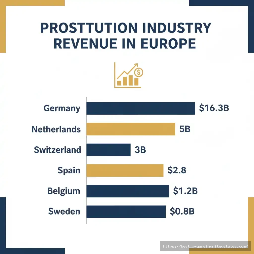 Infographic showing prostitution industry revenue by European country 2025