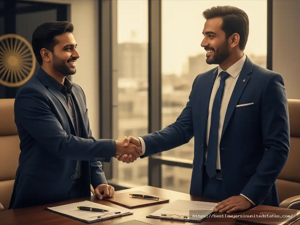 Lawyer and client finalizing a legal settlement under Section 323 IPC