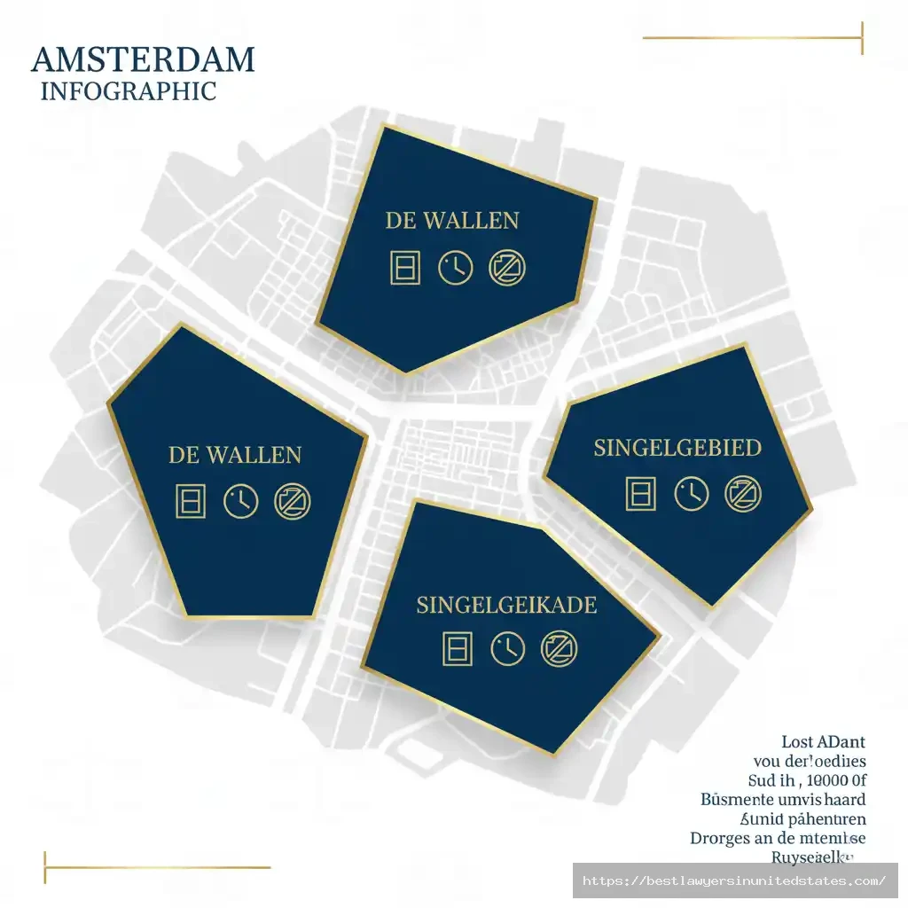 Map of Amsterdam showing the three main window prostitution zones in 2025.