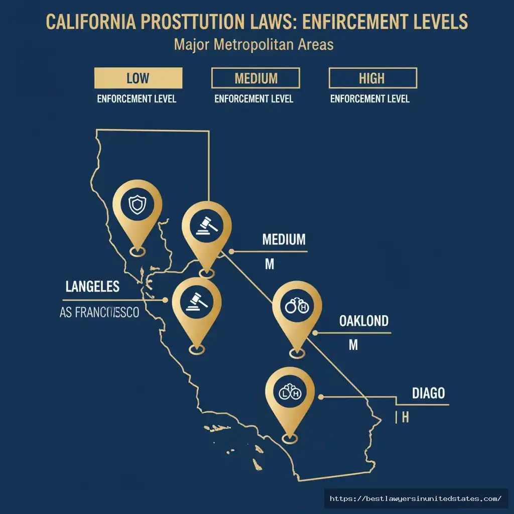 Map of California showing city-by-city prostitution law enforcement differences.
