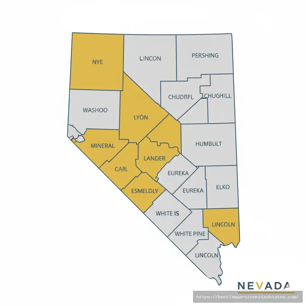 Map of Nevada showing counties where licensed brothels are legal.
