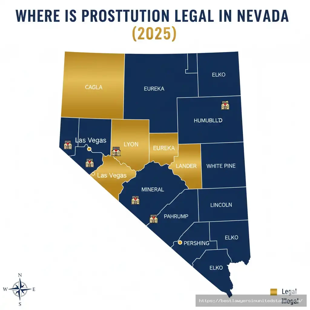 Map of Nevada showing legal and illegal prostitution counties in 2025
