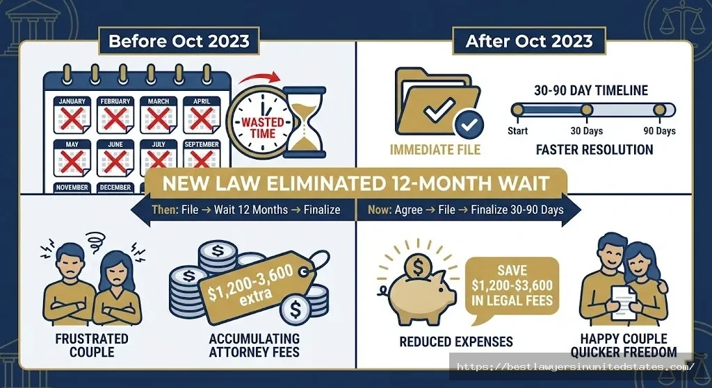 Maryland 2023 divorce law change comparison showing elimination of 12-month separation requirement for mutual consent divorce