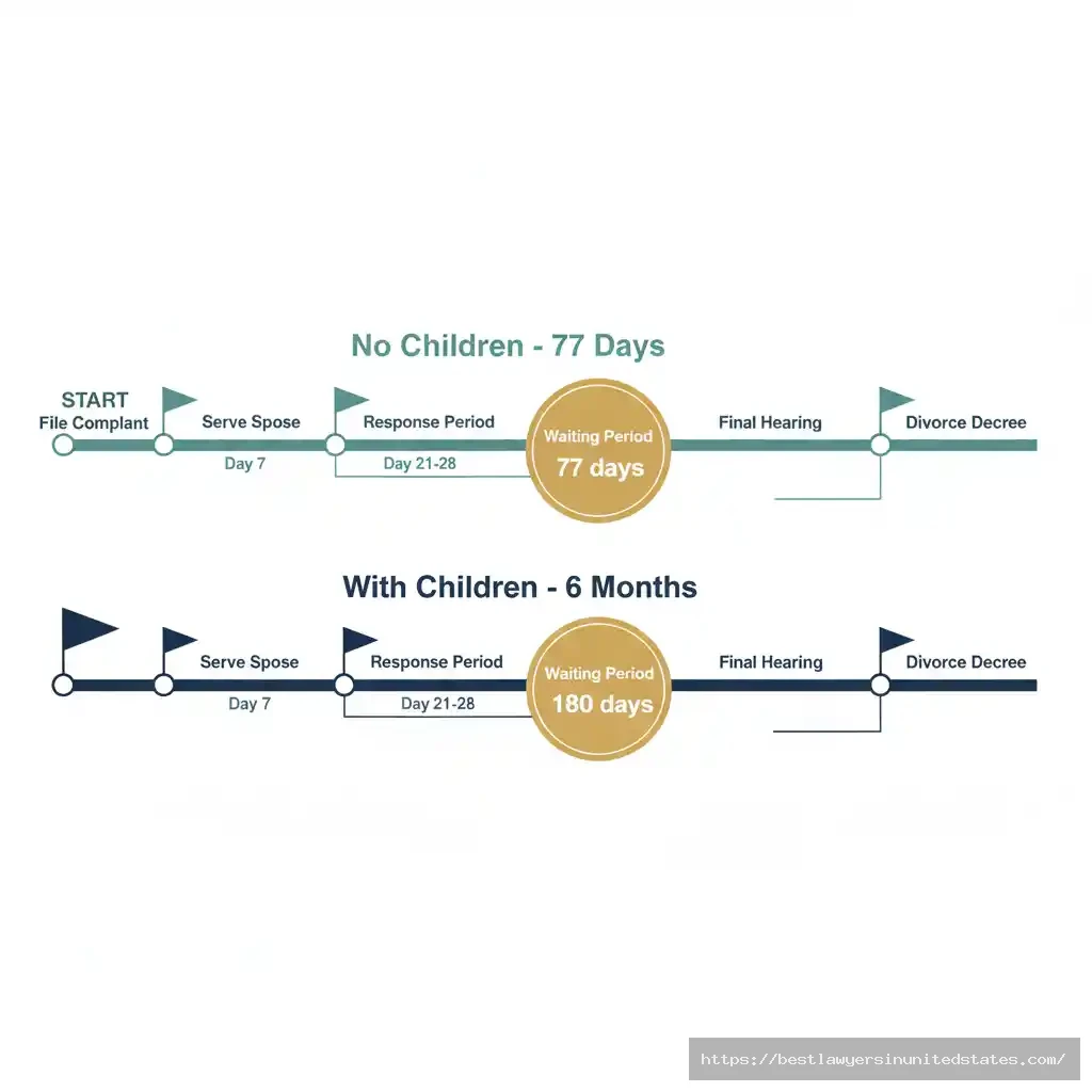 Michigan divorce timeline showing 77-day rule versus 6-month waiting period process roadmap
