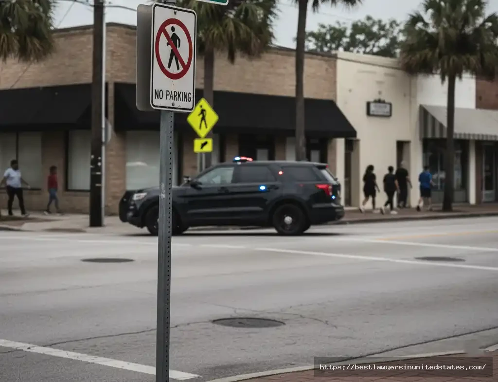 Nebraska Avenue in Tampa with police presence symbolizing prostitution enforcement