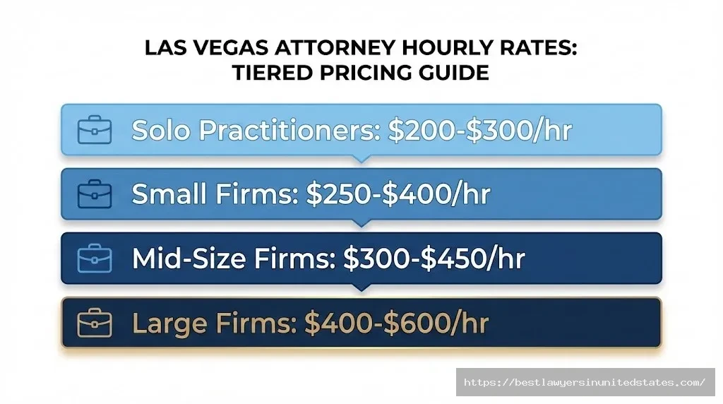 Nevada divorce attorney hourly rates by firm type showing solo practitioners to large law firms pricing 2026