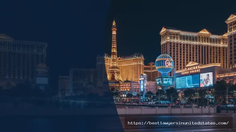 Night view of the Las Vegas Strip with neon signs and editorial header styling