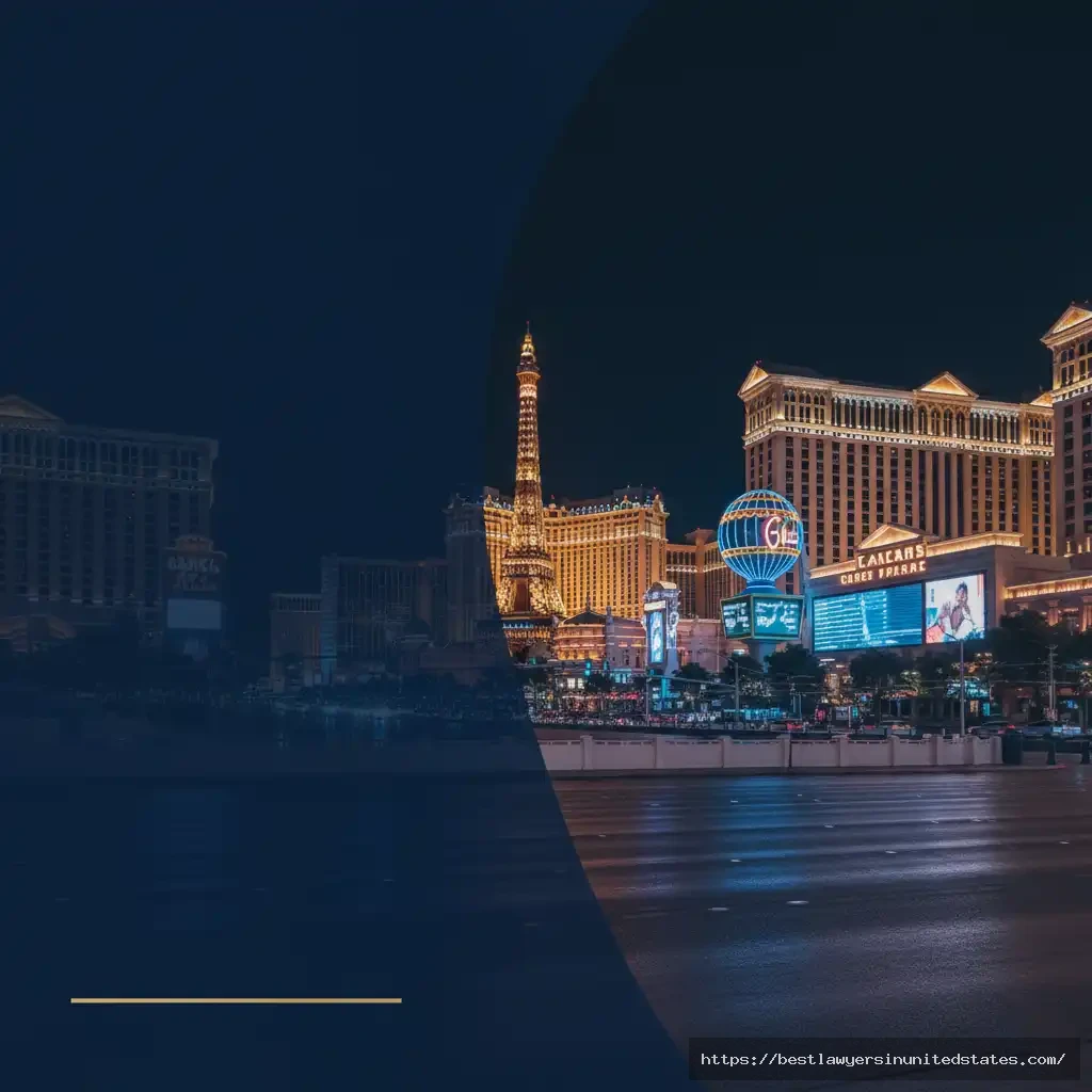 Night view of the Las Vegas Strip with neon signs and editorial header styling