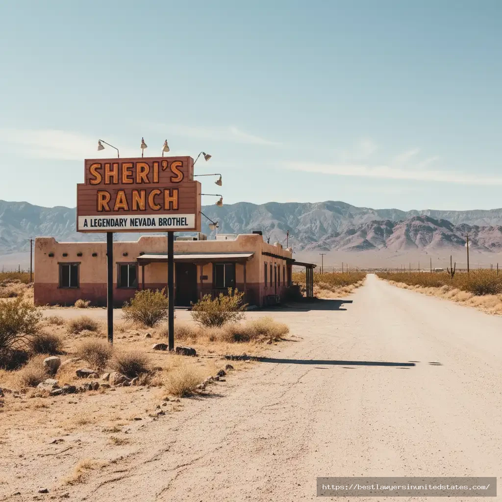 Photo of a legal brothel building in rural Nevada desert setting